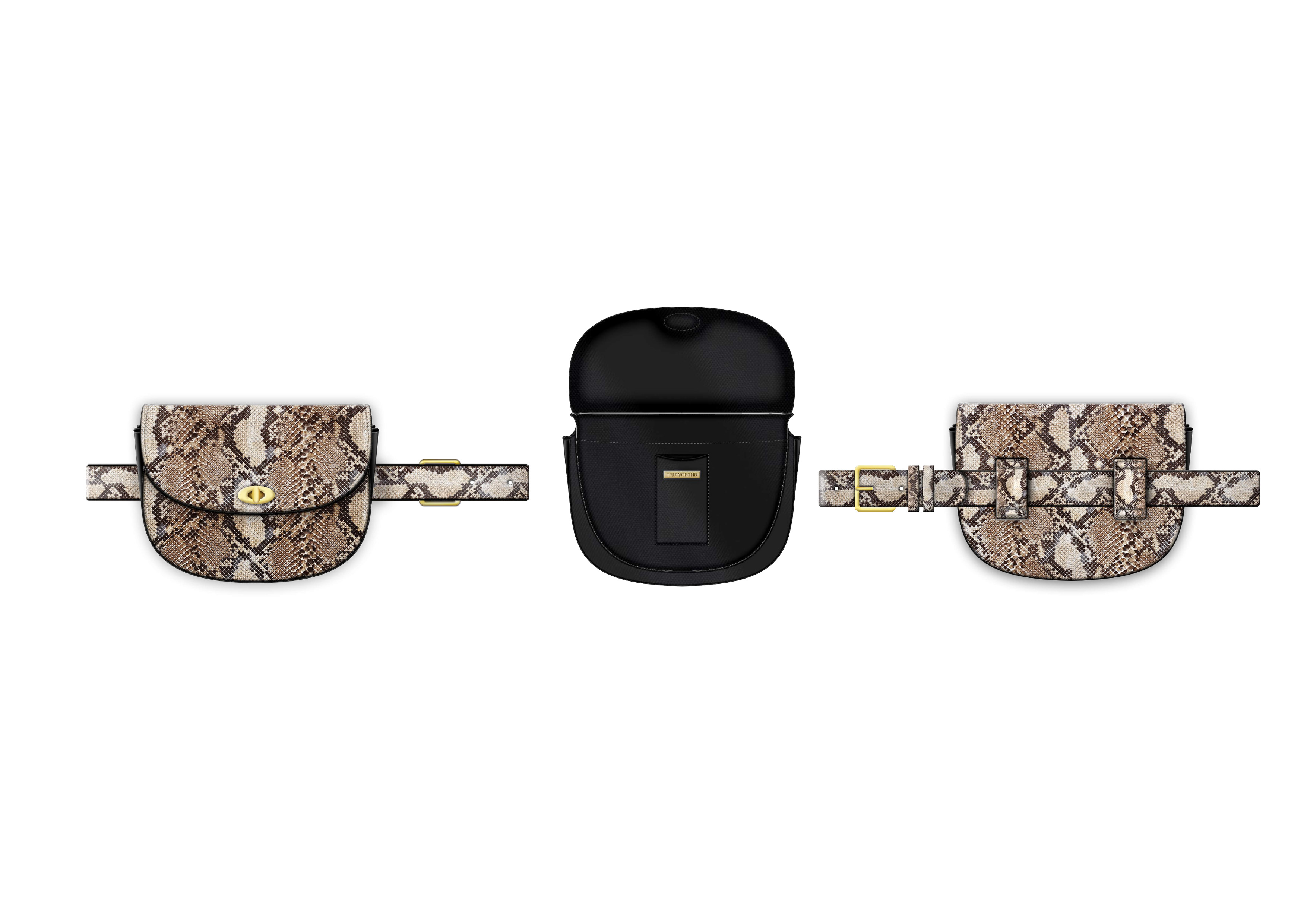 Snake leather belt bag