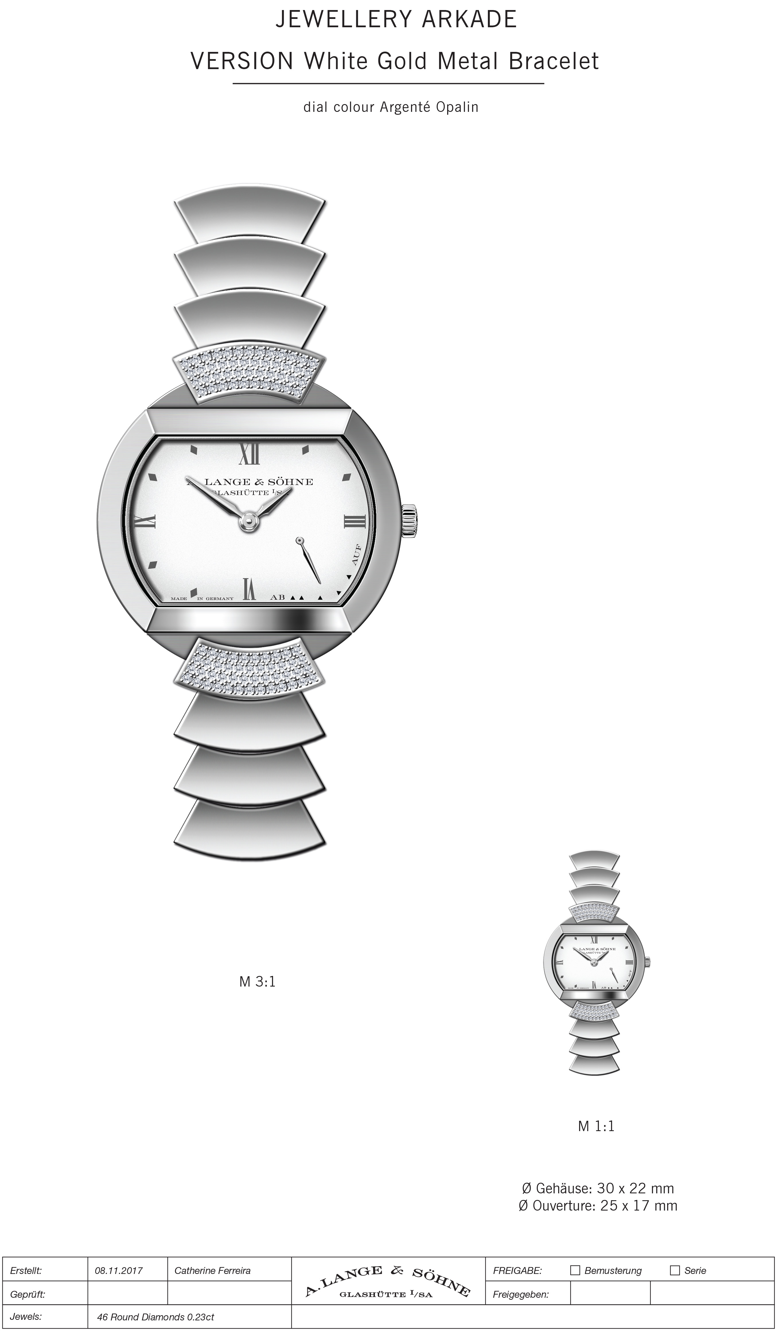 Ladies white gold watch with white gold bracelet
