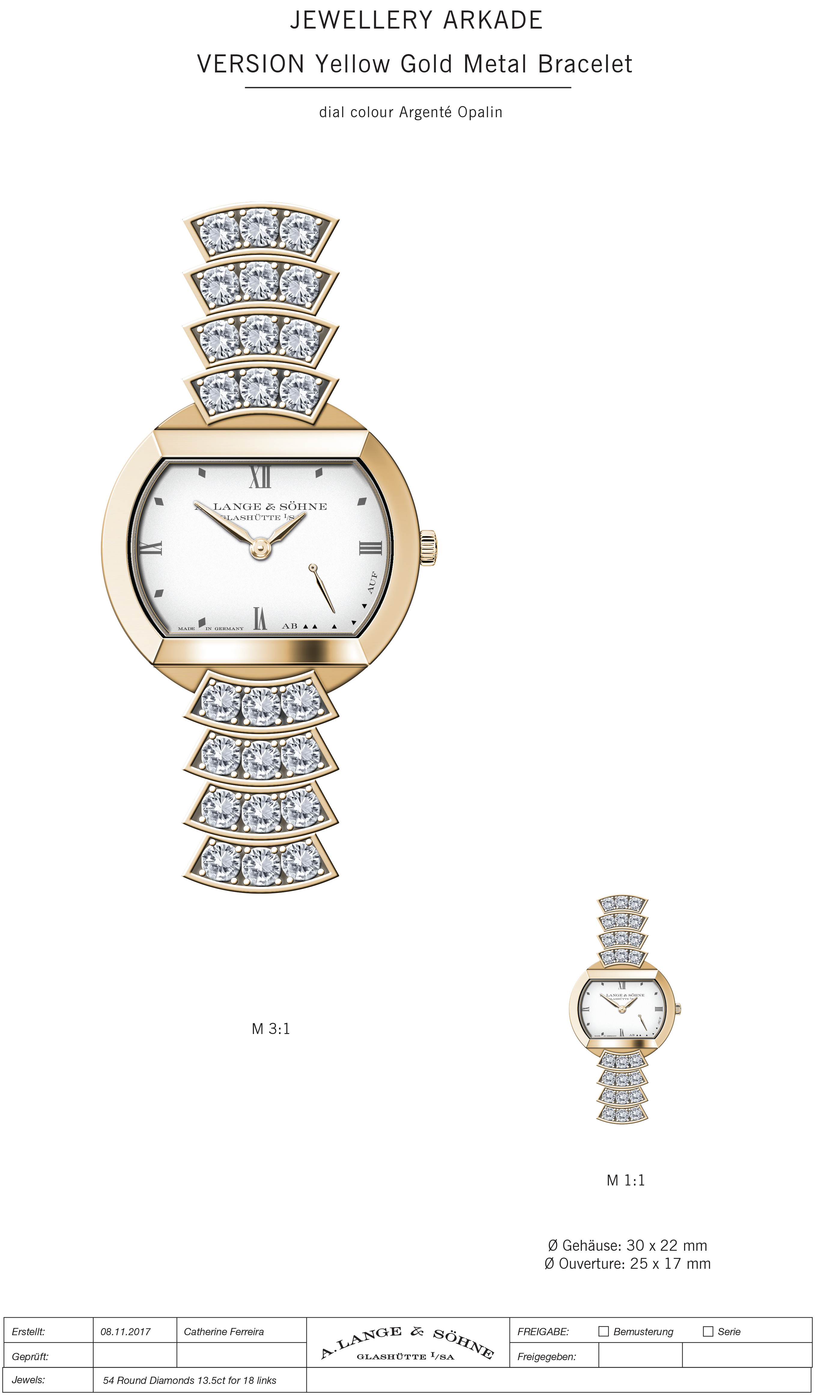 Ladies yellow gold watch with yellow gold diamond bracelet