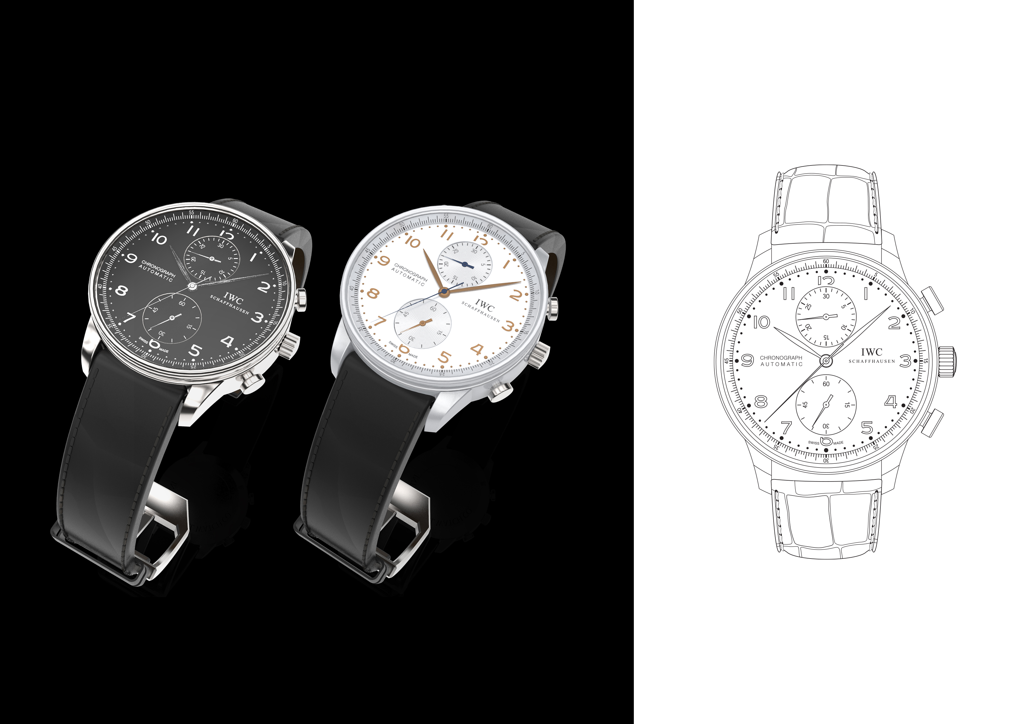 IWC Schaffhausen Portugieser watch rendering