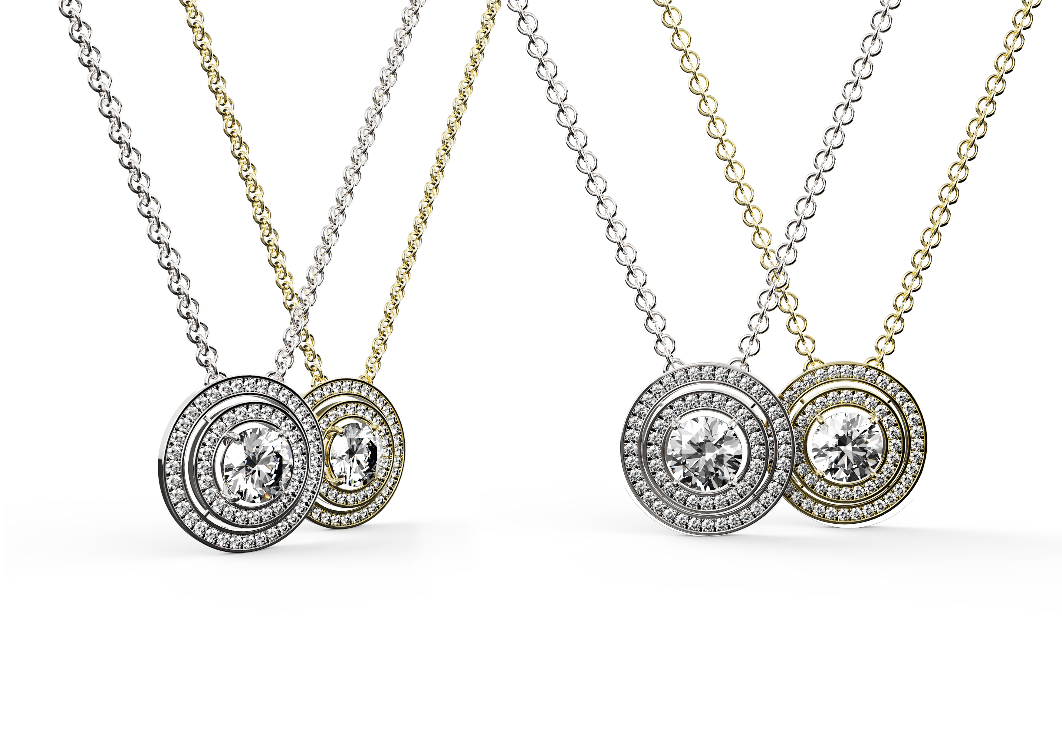 Cartier yellow and gold halo diamond necklace rendering