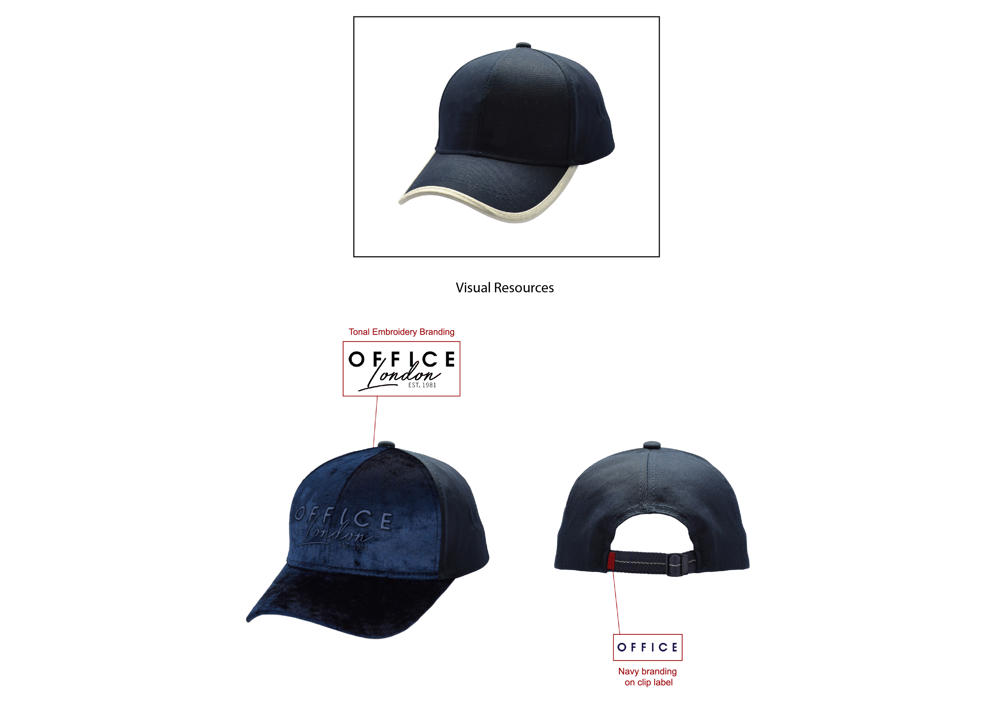 Navy velvet cap design