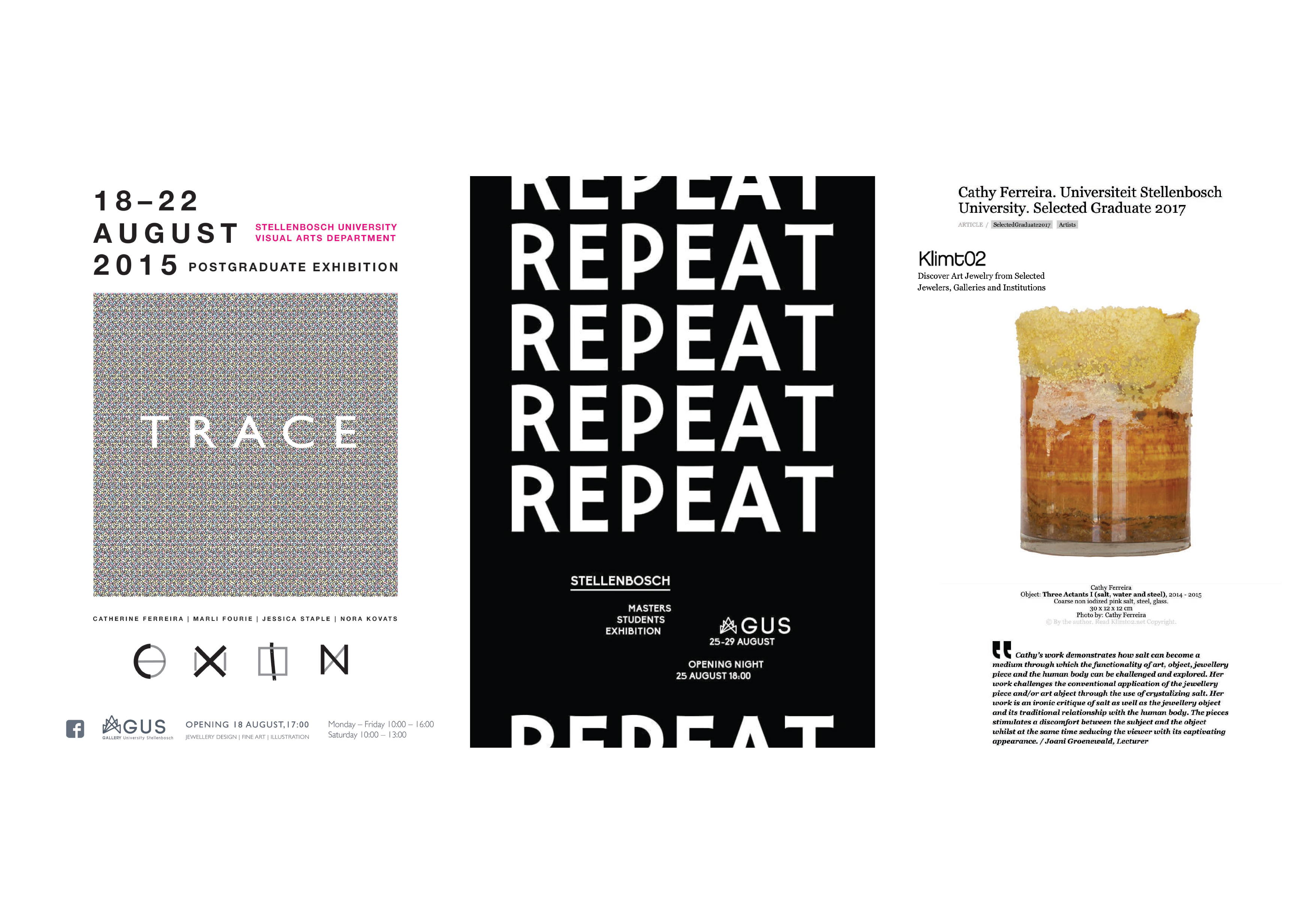 Trace exhibition poster, Repeat exhibition poster and Klimt02 Selected graduate online exhibition preview