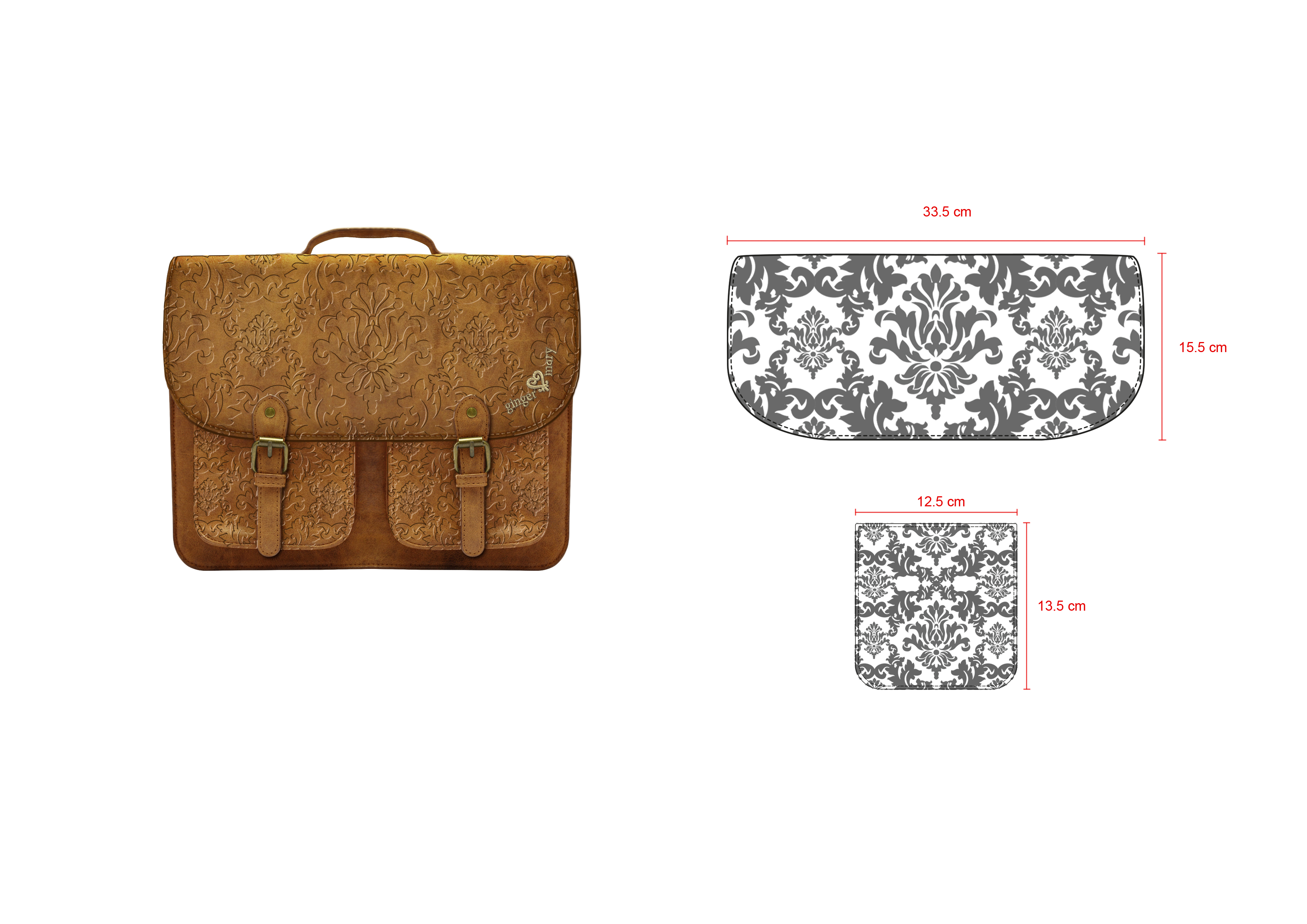 Brown satchel and deboss design