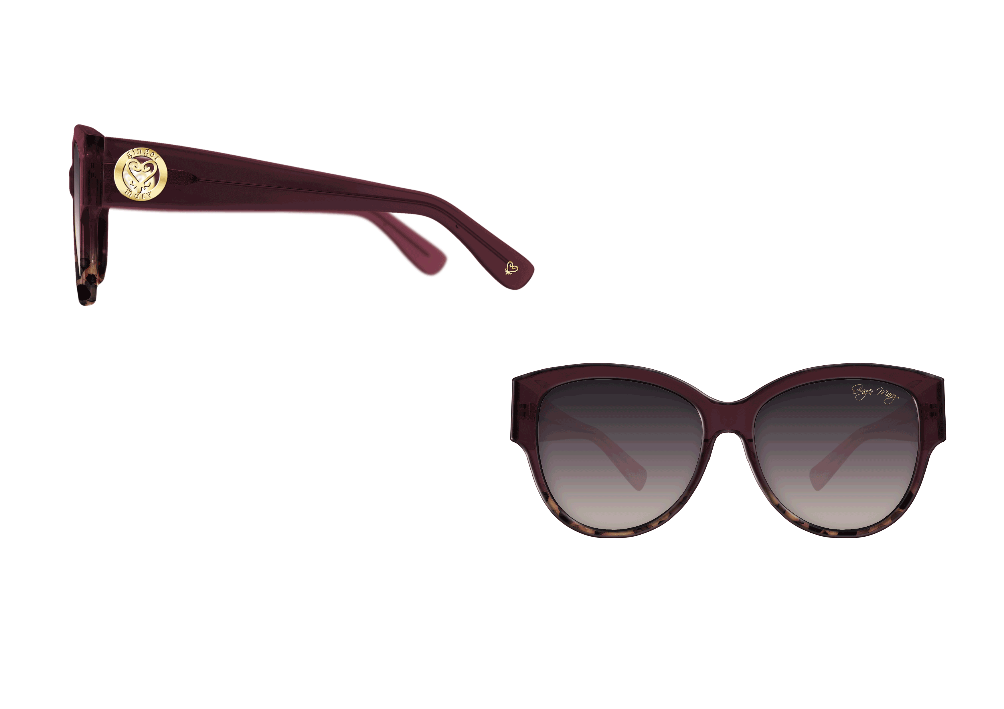 Ladies burgundy and tort ombre sunglasses