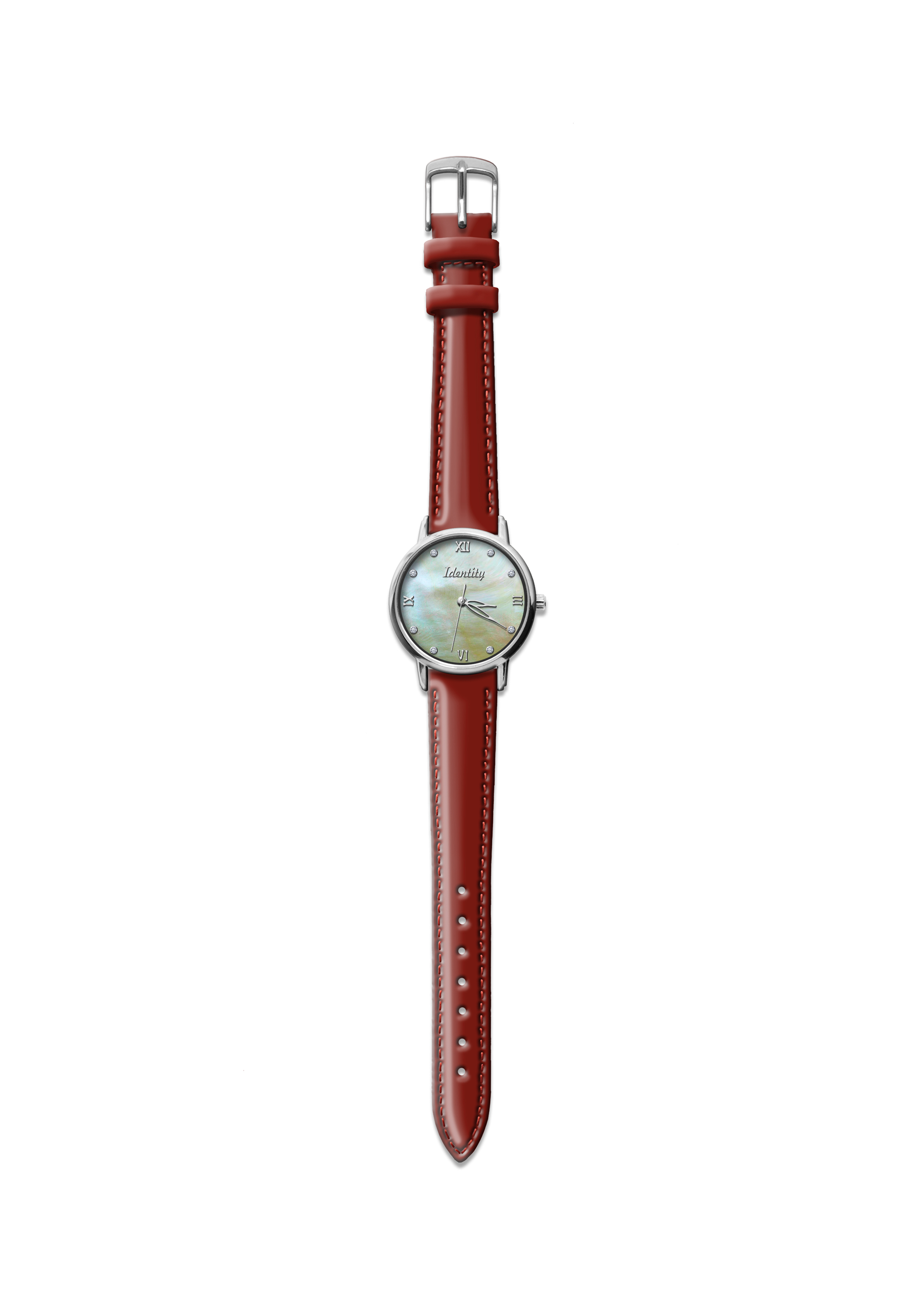 Silver and red ladies watch