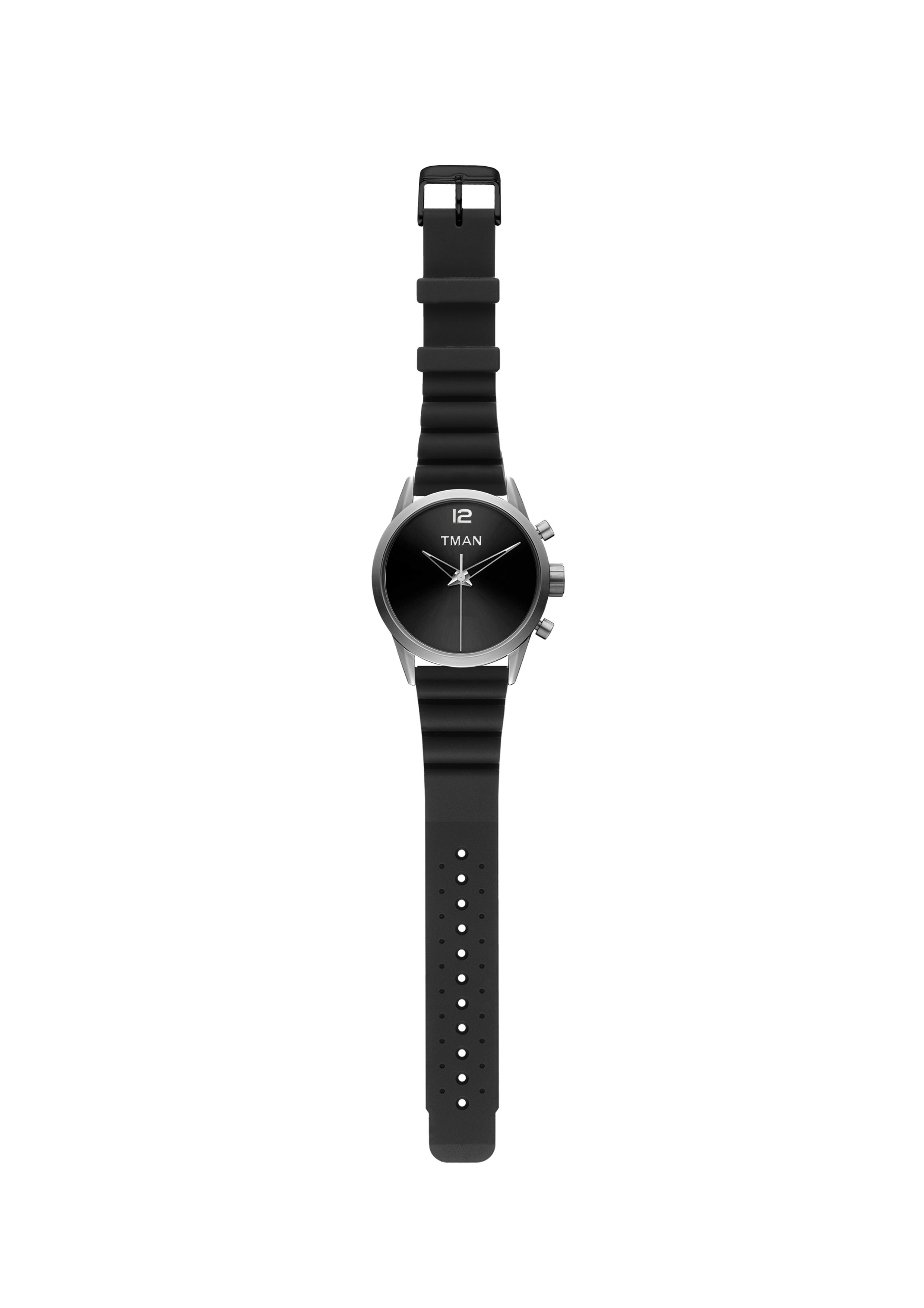 Silver and black mens watch