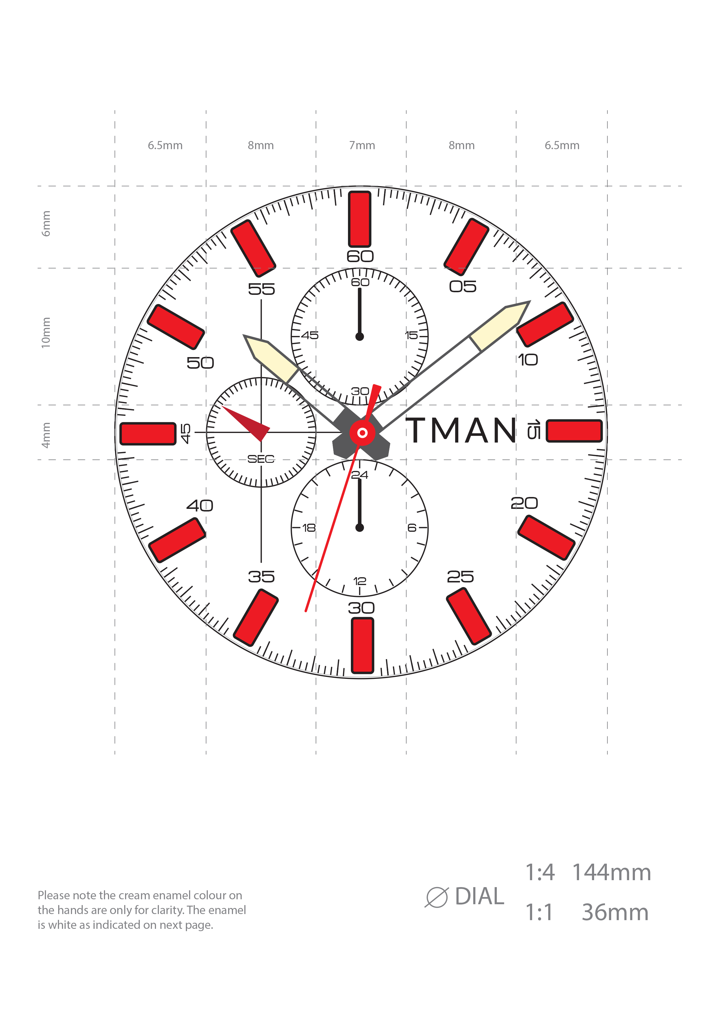 Mens dial design detail