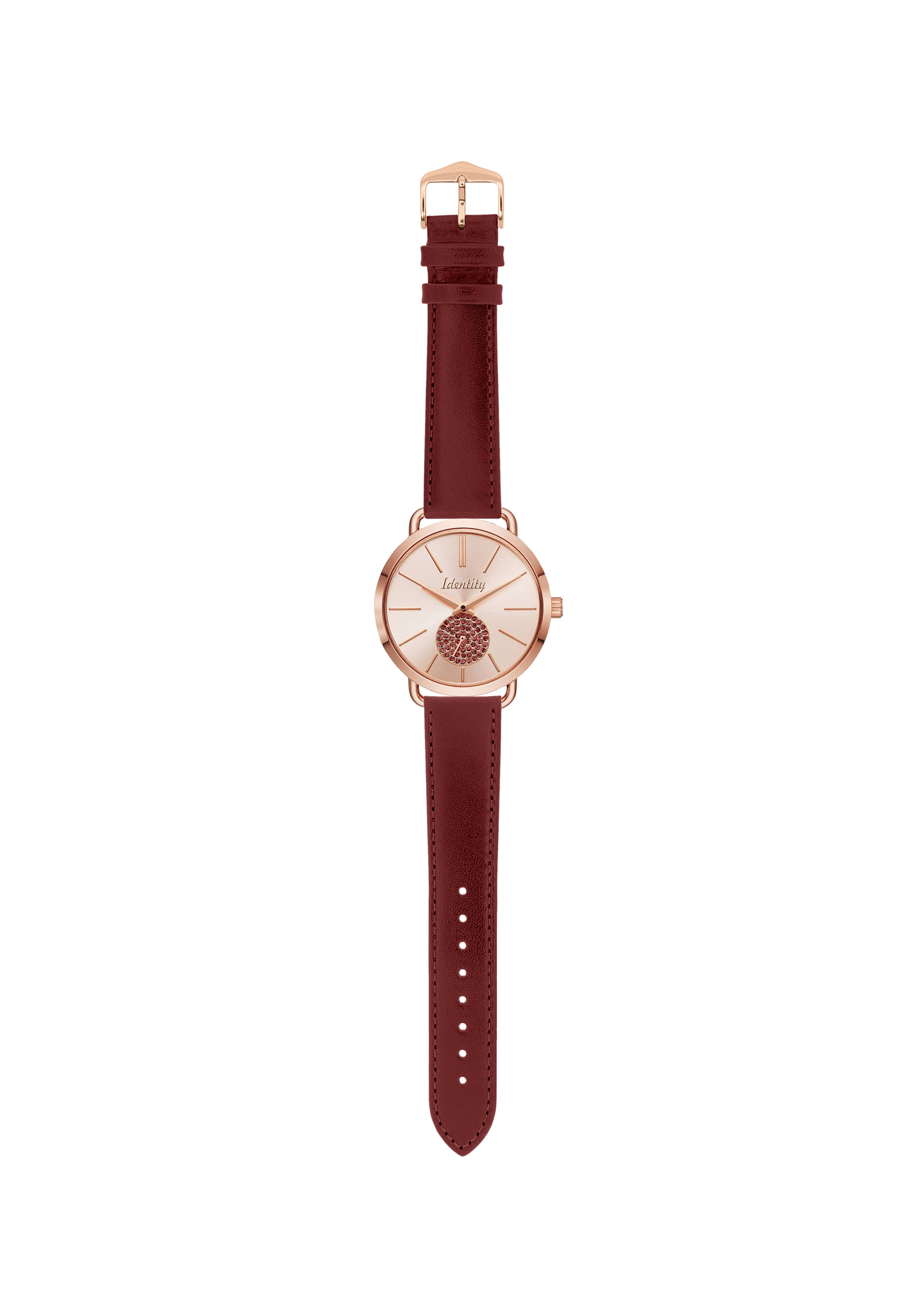 Rose gold and burgundy ladies watch